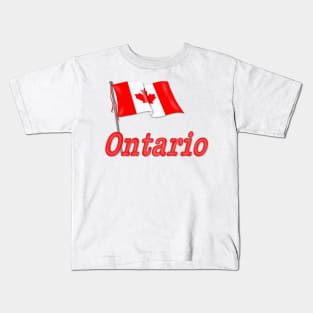 Canada Waving Flag - Ontario Kids T-Shirt